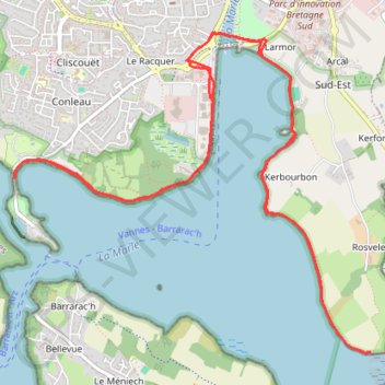 Itinéraire VANNES-CONLEAU, distance, dénivelé, altitude, carte, profil, trace GPS