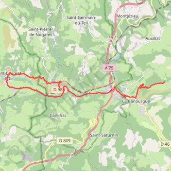 Itinéraire Canourgue, distance, dénivelé, altitude, carte, profil, trace GPS