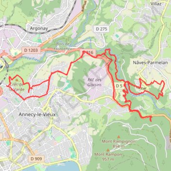Itinéraire Annecy VTT, distance, dénivelé, altitude, carte, profil, trace GPS