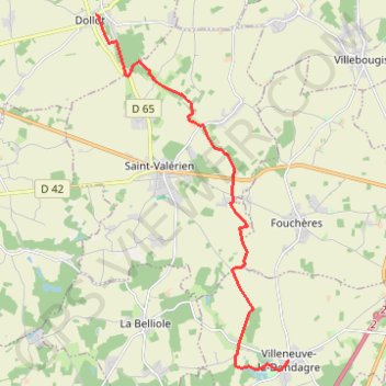 Itinéraire De l'Orvanne de Dollot à Villeneuve-la-Dondagre, distance, dénivelé, altitude, carte, profil, trace GPS