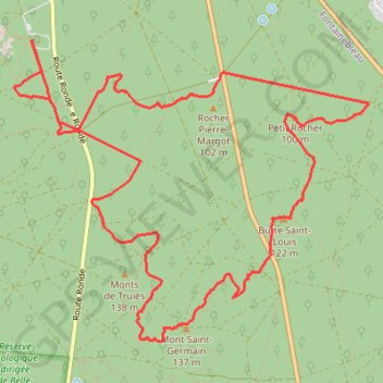 Itinéraire Rocher Canon à Fontainebleau, distance, dénivelé, altitude, carte, profil, trace GPS