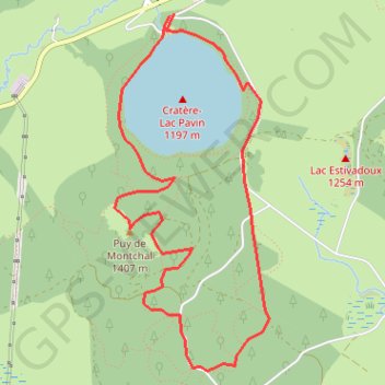 Itinéraire Lac Pavin en Auvergne, distance, dénivelé, altitude, carte, profil, trace GPS
