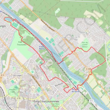 Itinéraire D'Evry à Ris, distance, dénivelé, altitude, carte, profil, trace GPS