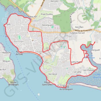 Itinéraire Circuit de Bénodet, distance, dénivelé, altitude, carte, profil, trace GPS