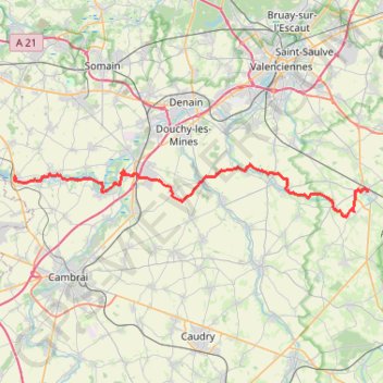 Itinéraire Aubigny-au-Bac - Le Quesnoy, distance, dénivelé, altitude, carte, profil, trace GPS