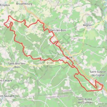 Itinéraire St Sulpice vers Villard Fontdouce 37 kms, distance, dénivelé, altitude, carte, profil, trace GPS