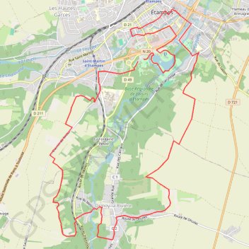 Itinéraire Etampes boucle Ormay la Rivière, distance, dénivelé, altitude, carte, profil, trace GPS
