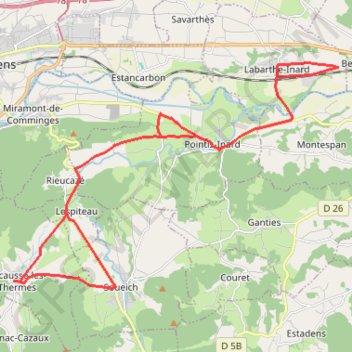 Itinéraire Encausse retour Encausse, distance, dénivelé, altitude, carte, profil, trace GPS