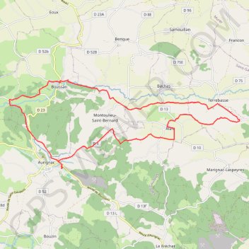 Itinéraire Boucle Montoulieu-Boussan (Routes), distance, dénivelé, altitude, carte, profil, trace GPS