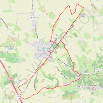Itinéraire Sentier des Fraudeurs - Godewaersvelde, distance, dénivelé, altitude, carte, profil, trace GPS