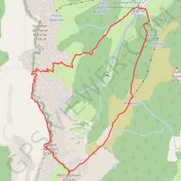 Itinéraire Petit Veymont et Grand Veymont par l'arete Nord-Est (Vercors), distance, dénivelé, altitude, carte, profil, trace GPS