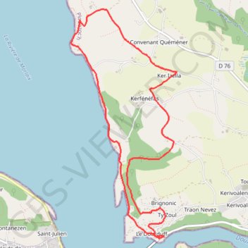 Itinéraire Dourduff-en-Mer à Kerarmel, distance, dénivelé, altitude, carte, profil, trace GPS