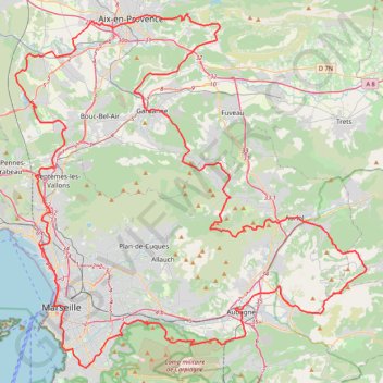 Itinéraire Tour du massif de l'Étoile au nord de Marseille, distance, dénivelé, altitude, carte, profil, trace GPS