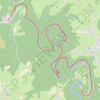 Itinéraire Nisramont - Maboge (Belgique) Province du Luxembourg, distance, dénivelé, altitude, carte, profil, trace GPS