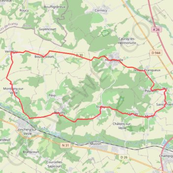 Itinéraire Le Massif de Saint Thierry, distance, dénivelé, altitude, carte, profil, trace GPS