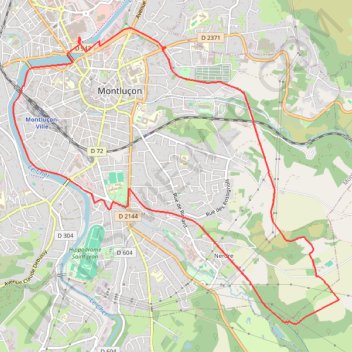 Itinéraire Montluçon 12,2 Km, distance, dénivelé, altitude, carte, profil, trace GPS
