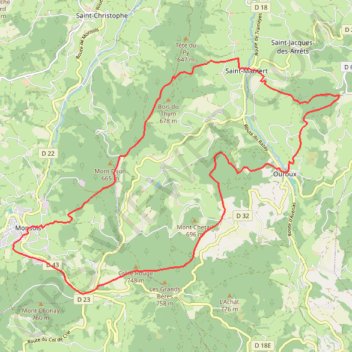 Itinéraire Circuit Monsols (Col de Crie) - Ouroux, distance, dénivelé, altitude, carte, profil, trace GPS