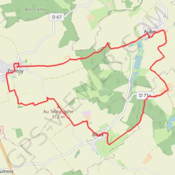 Itinéraire 57-398, distance, dénivelé, altitude, carte, profil, trace GPS