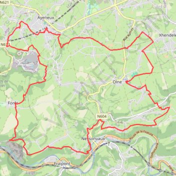 Itinéraire le Tour d'Olne, distance, dénivelé, altitude, carte, profil, trace GPS