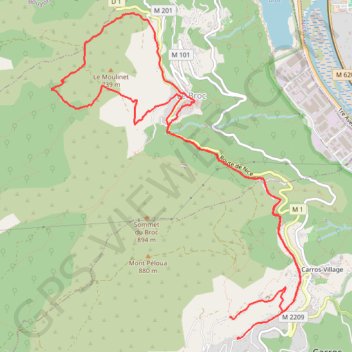 Itinéraire Carros, distance, dénivelé, altitude, carte, profil, trace GPS