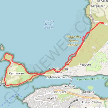 Itinéraire Pointe de Kermorvan, distance, dénivelé, altitude, carte, profil, trace GPS