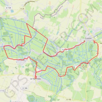 Itinéraire Coulon 24 kms, distance, dénivelé, altitude, carte, profil, trace GPS