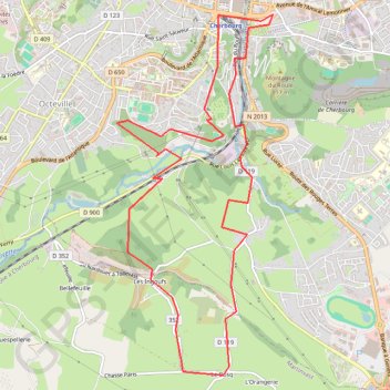 Itinéraire Cotentin, Cherbourg sud, distance, dénivelé, altitude, carte, profil, trace GPS