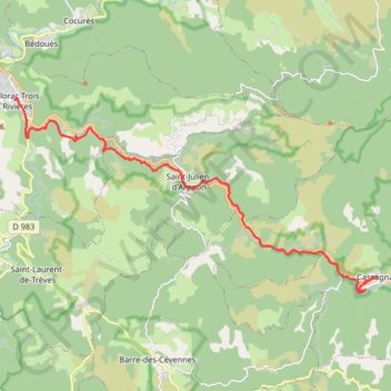 Itinéraire Florac - Cassagnas, distance, dénivelé, altitude, carte, profil, trace GPS
