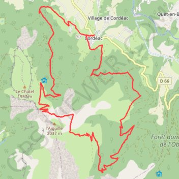 Itinéraire Cordéac (Trièves), distance, dénivelé, altitude, carte, profil, trace GPS