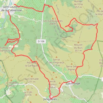 Itinéraire Saint-Laurent-de-la-Cabrerisse, distance, dénivelé, altitude, carte, profil, trace GPS