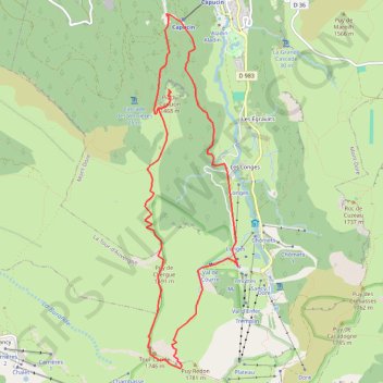 Itinéraire Le Capucin - Les Puys de Cliergue et du Redon - Val de Courre, distance, dénivelé, altitude, carte, profil, trace GPS