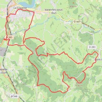 Itinéraire Montagne de Dun - La Clayette, distance, dénivelé, altitude, carte, profil, trace GPS