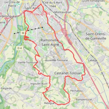 Itinéraire Des coteaux au Canal du Midi, distance, dénivelé, altitude, carte, profil, trace GPS