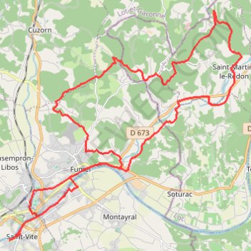 Itinéraire Saint-Vite - Fumel - Saint-Martin-le-Redon, distance, dénivelé, altitude, carte, profil, trace GPS