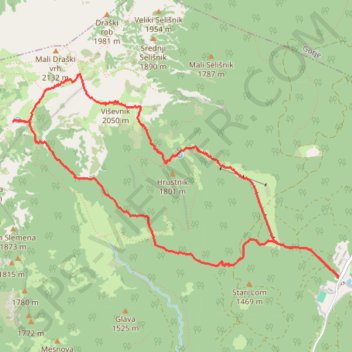 Itinéraire J1A, distance, dénivelé, altitude, carte, profil, trace GPS