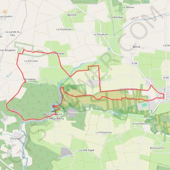 Itinéraire St-Just les fees de Treal, distance, dénivelé, altitude, carte, profil, trace GPS