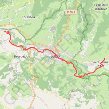 Itinéraire Saint Côme d'Olt - Estaing, distance, dénivelé, altitude, carte, profil, trace GPS