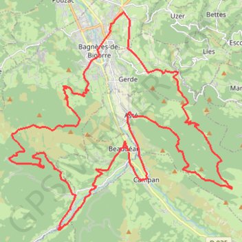 Itinéraire Beaudean - le monne - bagnères - col de lheris - beaudean, distance, dénivelé, altitude, carte, profil, trace GPS