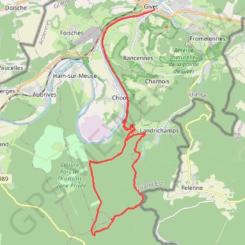 Itinéraire Ronde dans les bois de Chooz, distance, dénivelé, altitude, carte, profil, trace GPS