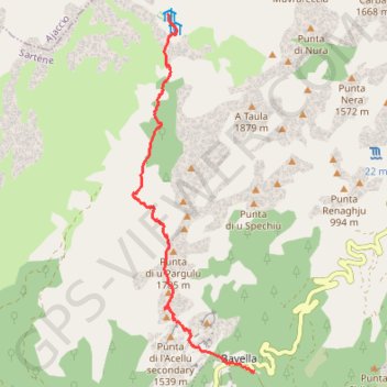 Itinéraire Bavella Asinau, distance, dénivelé, altitude, carte, profil, trace GPS
