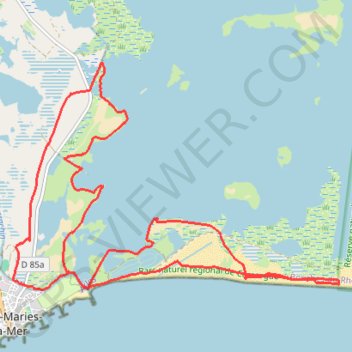 Itinéraire La Camargue, distance, dénivelé, altitude, carte, profil, trace GPS