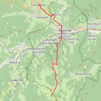 Itinéraire Traversée des Vosges - De Rhotenbrunnen à Soultzeren, distance, dénivelé, altitude, carte, profil, trace GPS