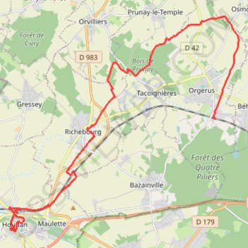 Itinéraire D'Orgerus à Houdan, distance, dénivelé, altitude, carte, profil, trace GPS