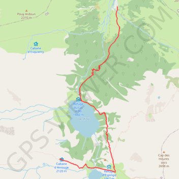Itinéraire Lac d'O, Espingo et cabane d'Arrouge, distance, dénivelé, altitude, carte, profil, trace GPS