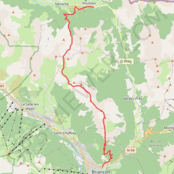 Itinéraire Traversée Roubion à Briançon par la crête de Peyrolle, distance, dénivelé, altitude, carte, profil, trace GPS