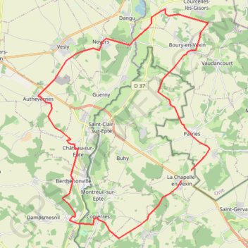 Itinéraire Chapelle-en-Vexin, distance, dénivelé, altitude, carte, profil, trace GPS