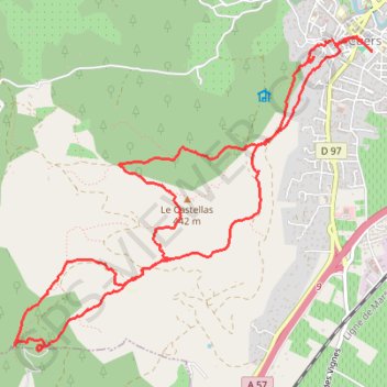 Itinéraire Cuers - Oppidum du Castellas - Chapelles Sainte-Christine, distance, dénivelé, altitude, carte, profil, trace GPS