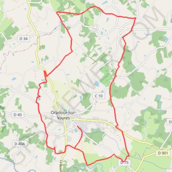 Itinéraire Circuit des trois rivières - Oradour-sur-Vayres, distance, dénivelé, altitude, carte, profil, trace GPS