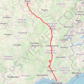 Itinéraire Itinéraire de paris à Marseille, distance, dénivelé, altitude, carte, profil, trace GPS