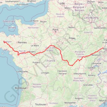 Itinéraire Mur de bretagne Mulhouse, distance, dénivelé, altitude, carte, profil, trace GPS